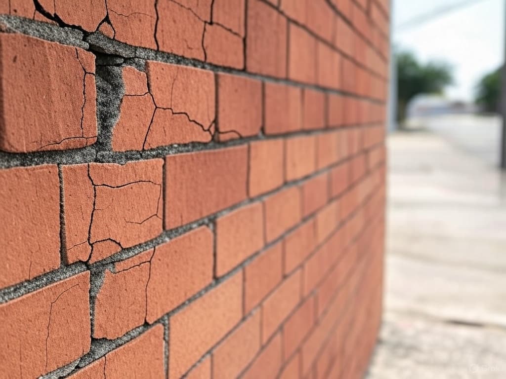 Before and after photo of brick wall restoration completed in Frisco, TX