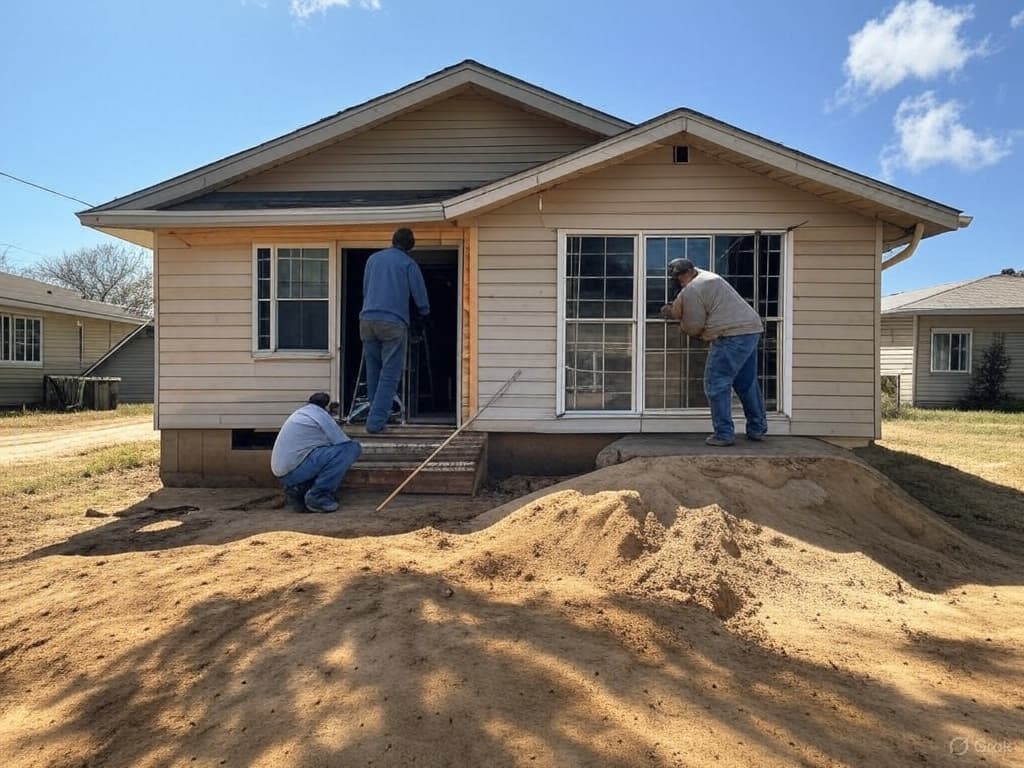 Before and after tuckpointing repair on a residential brick wall in McKinney, TX